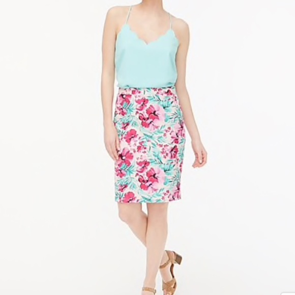 J. Crew Basketweave Floral Pencil Skirt - Picture 9 of 11